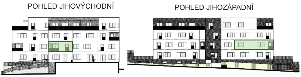 SO03-Byt 1A – pohledy Bytový dům Astra, bydlení v Sezimově Ústí v Táboře