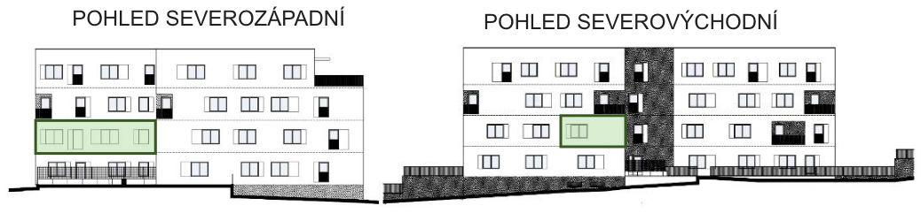 SO03-Byt 1A – pohledy Bytový dům Astra, bydlení v Sezimově Ústí v Táboře