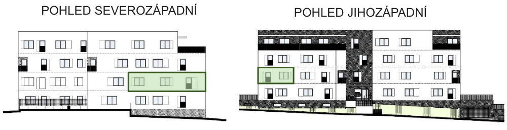 SO03-Byt 1A – pohledy Bytový dům Astra, bydlení v Sezimově Ústí v Táboře