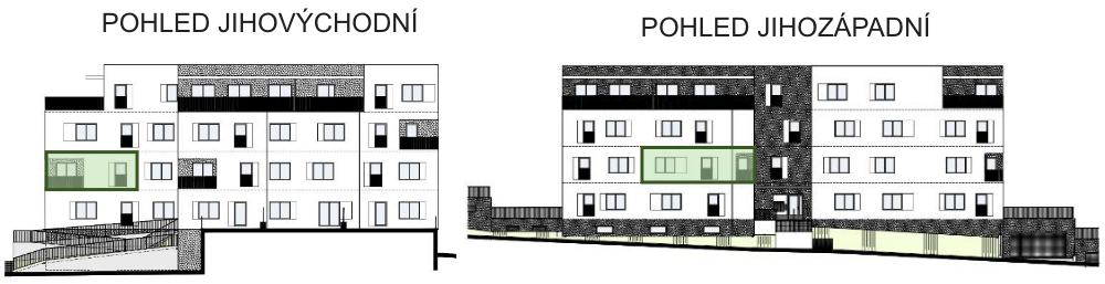 SO03-Byt 1A – pohledy Bytový dům Astra, bydlení v Sezimově Ústí v Táboře
