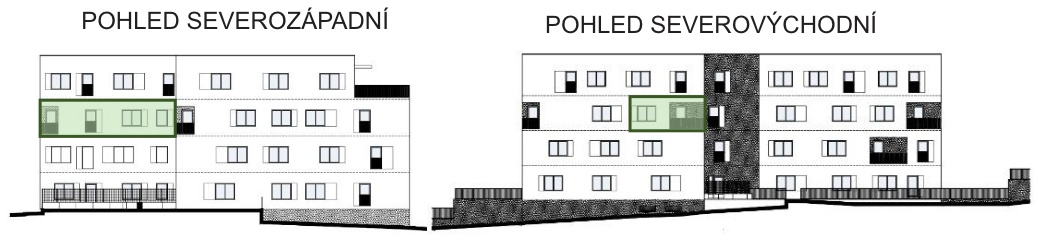 SO03-Byt 1A – pohledy Bytový dům Astra, bydlení v Sezimově Ústí v Táboře