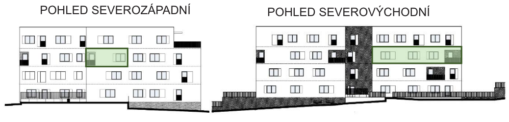 SO03-Byt 1A – pohledy Bytový dům Astra, bydlení v Sezimově Ústí v Táboře