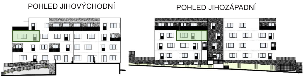 SO03-Byt 1A – pohledy Bytový dům Astra, bydlení v Sezimově Ústí v Táboře