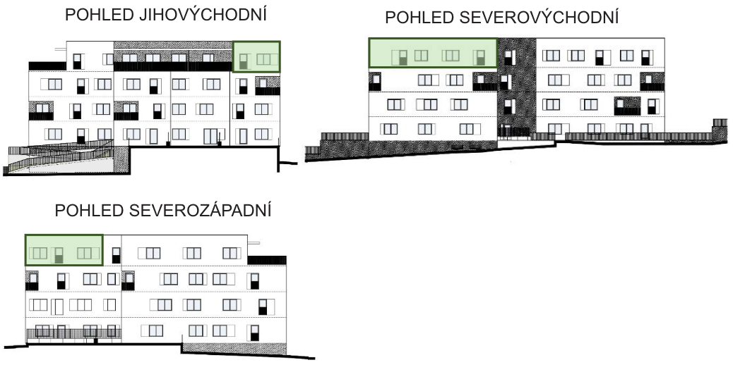 SO03-Byt 1A – pohledy Bytový dům Astra, bydlení v Sezimově Ústí v Táboře