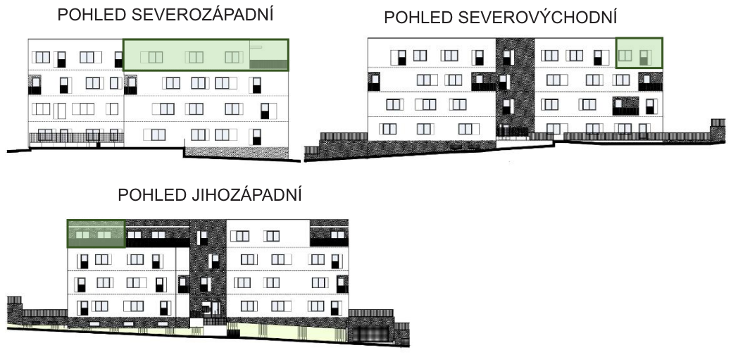 SO03-Byt 1A – pohledy Bytový dům Astra, bydlení v Sezimově Ústí v Táboře