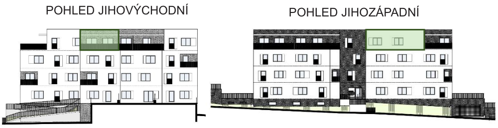 SO03-Byt 1A – pohledy Bytový dům Astra, bydlení v Sezimově Ústí v Táboře