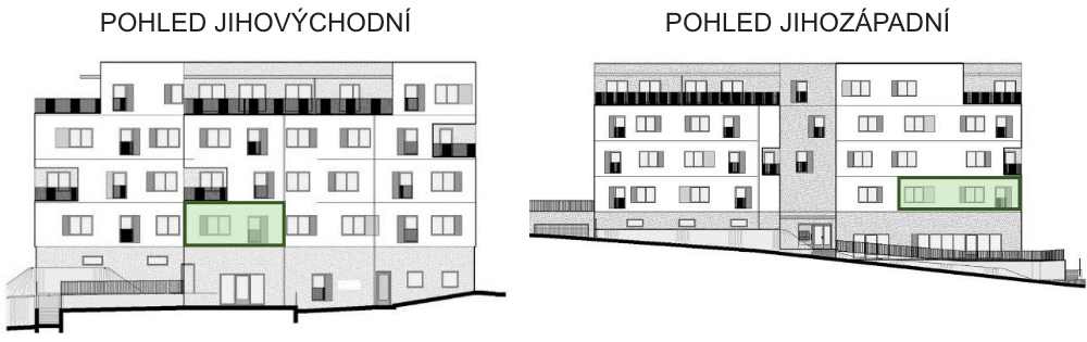SO03-Byt 1A – pohledy Bytový dům Astra, bydlení v Sezimově Ústí v Táboře