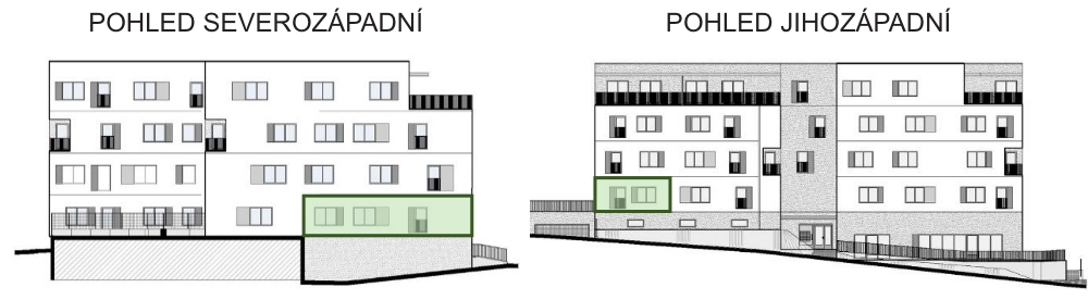 SO03-Byt 1A – pohledy Bytový dům Astra, bydlení v Sezimově Ústí v Táboře