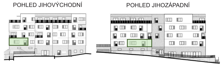 SO03-Byt 1A – pohledy Bytový dům Astra, bydlení v Sezimově Ústí v Táboře