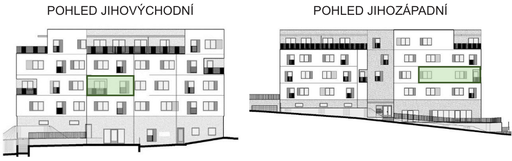 SO03-Byt 1A – pohledy Bytový dům Astra, bydlení v Sezimově Ústí v Táboře
