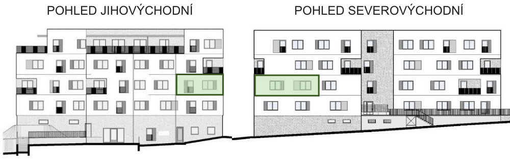 SO03-Byt 1A – pohledy Bytový dům Astra, bydlení v Sezimově Ústí v Táboře