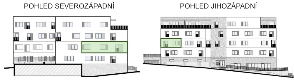 SO03-Byt 1A – pohledy Bytový dům Astra, bydlení v Sezimově Ústí v Táboře