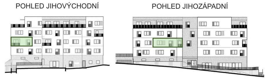 SO03-Byt 1A – pohledy Bytový dům Astra, bydlení v Sezimově Ústí v Táboře