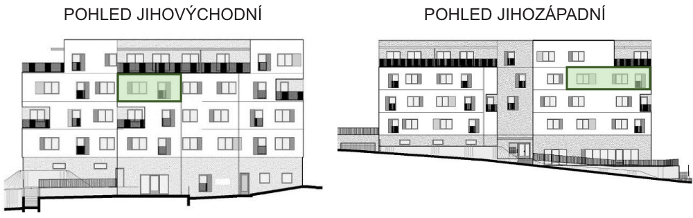 SO03-Byt 1A – pohledy Bytový dům Astra, bydlení v Sezimově Ústí v Táboře