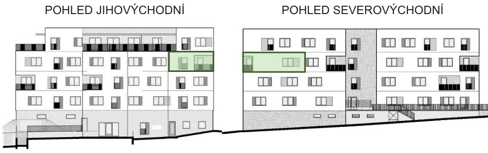 SO03-Byt 1A – pohledy Bytový dům Astra, bydlení v Sezimově Ústí v Táboře
