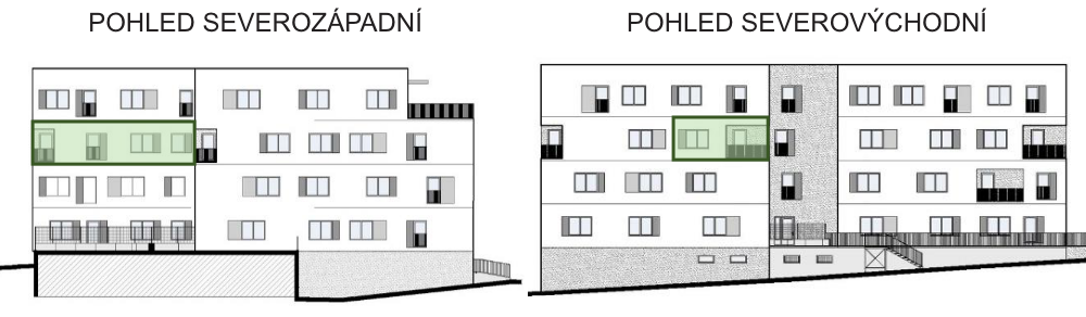 SO03-Byt 1A – pohledy Bytový dům Astra, bydlení v Sezimově Ústí v Táboře