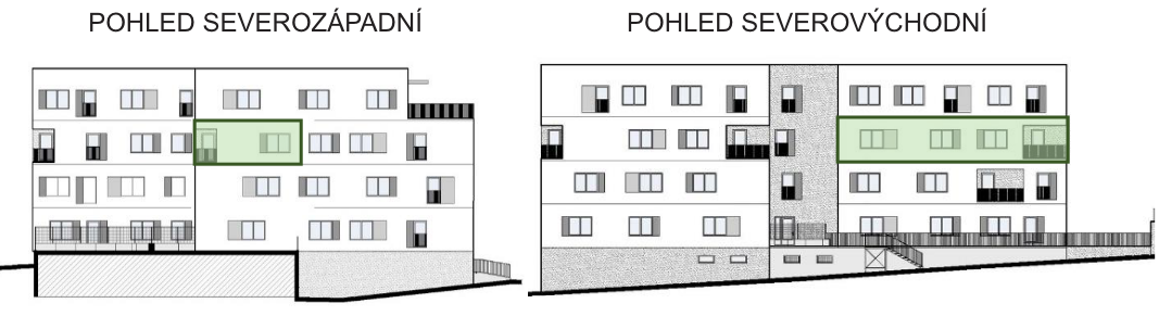 SO03-Byt 1A – pohledy Bytový dům Astra, bydlení v Sezimově Ústí v Táboře