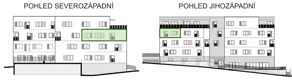 SO03-Byt 1A – pohledy Bytový dům Astra, bydlení v Sezimově Ústí v Táboře