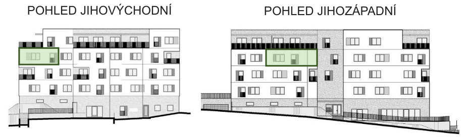 SO03-Byt 1A – pohledy Bytový dům Astra, bydlení v Sezimově Ústí v Táboře