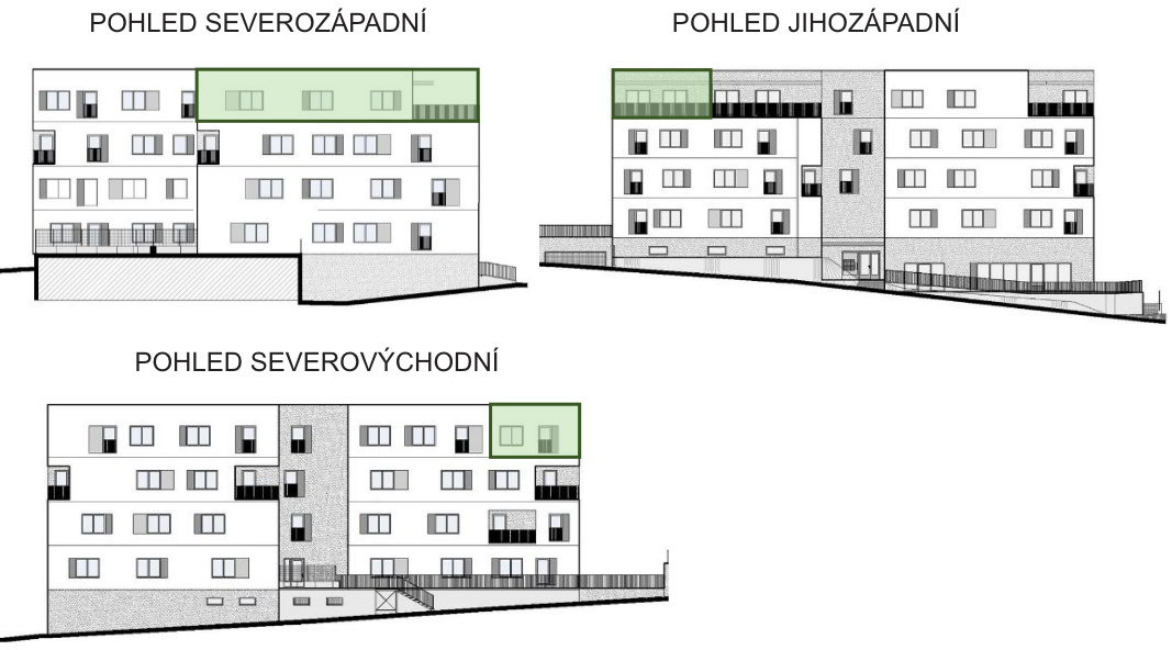 SO03-Byt 1A – pohledy Bytový dům Astra, bydlení v Sezimově Ústí v Táboře