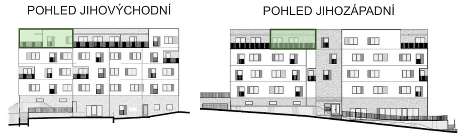 SO03-Byt 1A – pohledy Bytový dům Astra, bydlení v Sezimově Ústí v Táboře